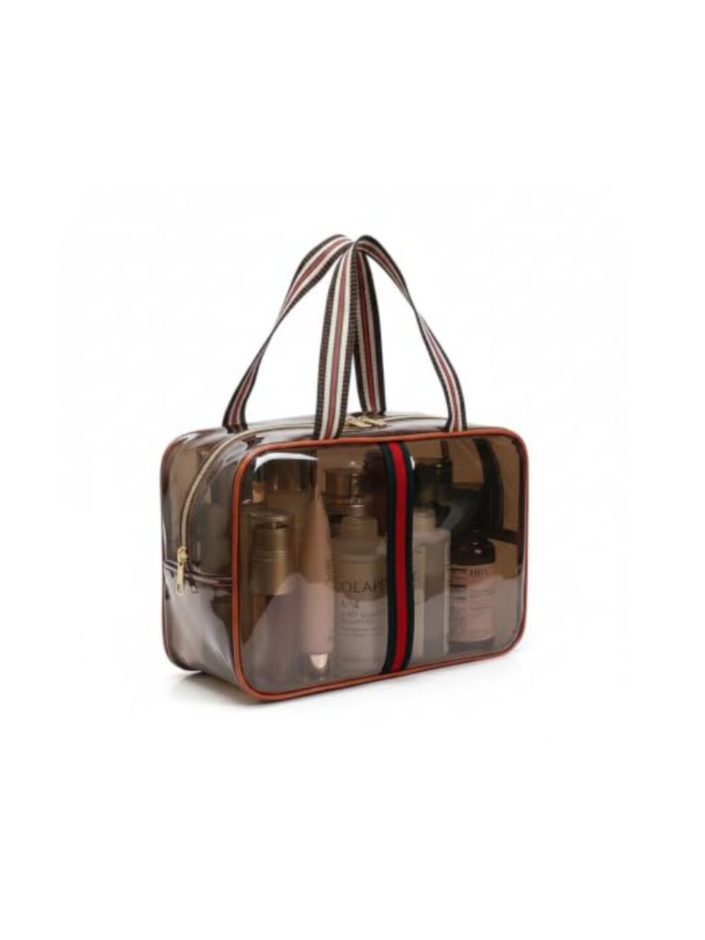 Retro Vintage Clear Waterproof Makeup Bag Large-Capacity Zipper Toiletry
